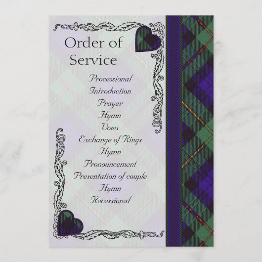 Scottish Tartan Wedding Programme - Macewen Programma (Achterkant)