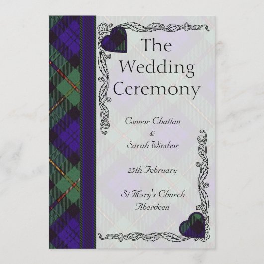 Scottish Tartan Wedding Programme - Macewen Programma (Voorkant)