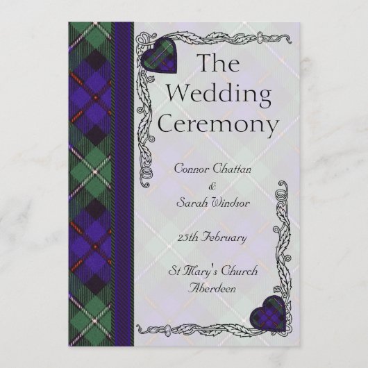 Scottish Tartan Wedding Programme - Mackenzie Programma (Voorkant)