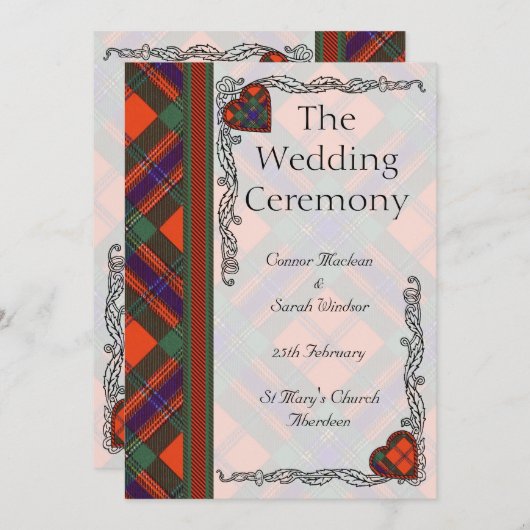 Scottish Tartan Wedding Programme - Maclean of Dua Programma (Voorkant / Achterkant)