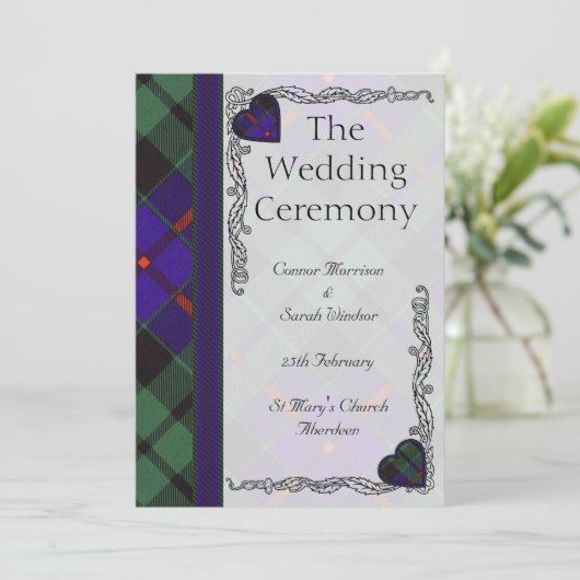 Scottish Tartan Wedding Programme - Morrison Programma (Staand voorkant)