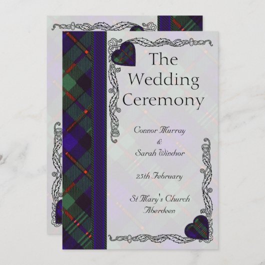 Scottish Tartan Wedding Programme - Murray Programma (Voorkant / Achterkant)