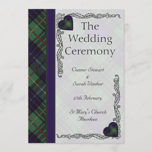 Scottish Tartan Wedding programme - Stewart Huntin (Devant)