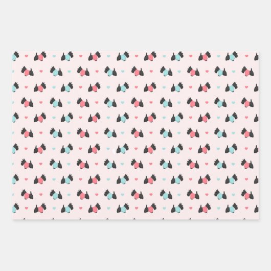 Scottish Terrier and Hearts Wrapping Paper Sheet (Voorkant 3)