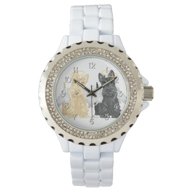 Scottish Terrier Angels Horloge (Voorkant)
