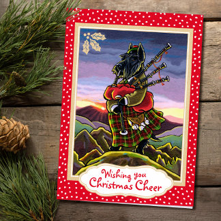 Scottish Terrier Bagpipes Carte de Noël personnali