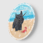 Scottish Terrier Beach Clock Grote Klok (Hoek)