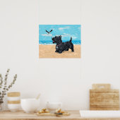 Scottish Terrier bij de Beach Poster (Keuken)
