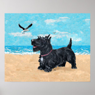 Scottish Terrier bij de Beach Poster
