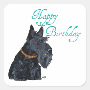 Scottish Terrier Birthday Vierkante Sticker