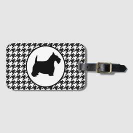 Scottish Terrier Black en White Houndstooth Bagagelabel