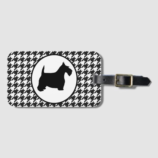 Scottish Terrier Black en White Houndstooth Bagagelabel (Voorkant (horizontaal))
