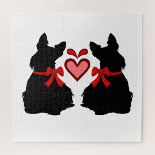 Scottish Terrier Black sihouette hart/676 stuk Legpuzzel