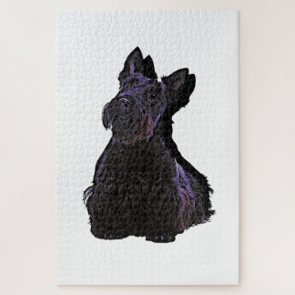Scottish Terrier black silhouette met schaduw Legpuzzel