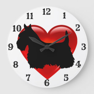 Scottish Terrier Black silhouette red hart Grote Klok