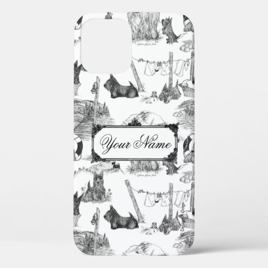 SCOTTISH Terrier Black Toile met aangepaste naam Case-Mate iPhone Case (Achterkant)