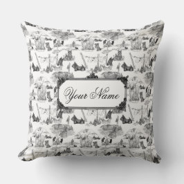 SCOTTISH Terrier Black Toile met aangepaste naam Kussen