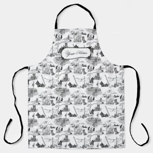 SCOTTISH Terrier Black Toile met aangepaste naam Schort (Voorkant)