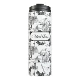 SCOTTISH Terrier Black Toile met aangepaste naam Thermosbeker