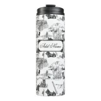 SCOTTISH Terrier Black Toile met aangepaste naam Thermosbeker