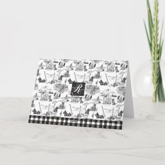 SCOTTISH Terrier Black Toile w/Customization Bedankkaart (Achterkant)