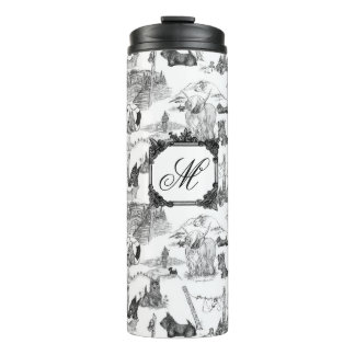 SCOTTISH Terrier Black Toile w/Monogram Thermosbeker
