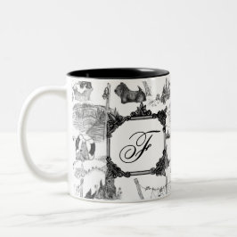 SCOTTISH Terrier Black Toile w/Monogram Tweekleurige Koffiemok