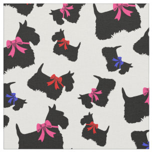 Scottish Terrier blk silhouette, rood/roze/blauwe  Stof