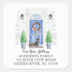 Scottish Terrier Blue Door Nouveau Étiquette d'adr
