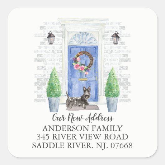 Scottish Terrier Blue Door Nouveau Étiquette d'adr (Devant)