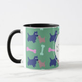 Scottish Terrier Bones Monogramme Nom Combo Mug (Gauche)