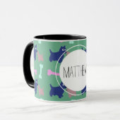 Scottish Terrier Bones Monogramme Nom Combo Mug (Devant gauche)