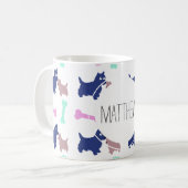 Scottish Terrier Bones Monogramme Nom Mug (Devant gauche)