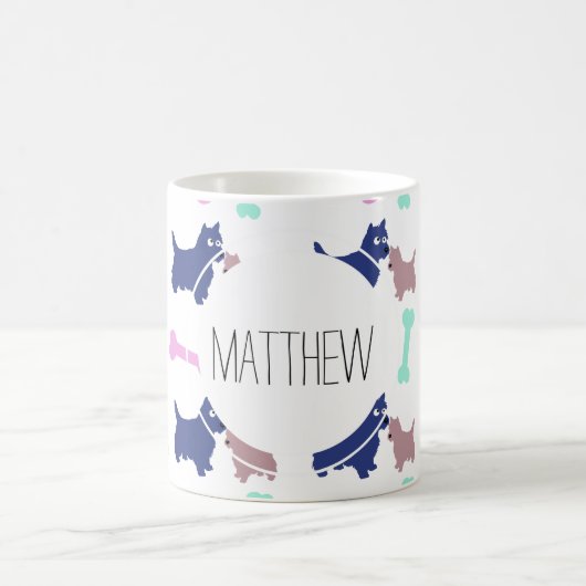 Scottish Terrier Bones Monogramme Nom Mug (Centre)