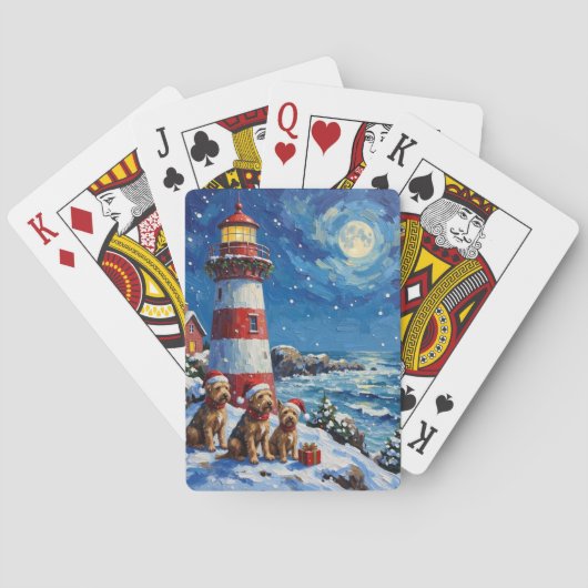 Scottish Terrier Christmas Lighthouse Holiday Pokerkaarten (Achterkant)