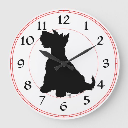 Scottish Terrier Clock Grote Klok (Voorkant)