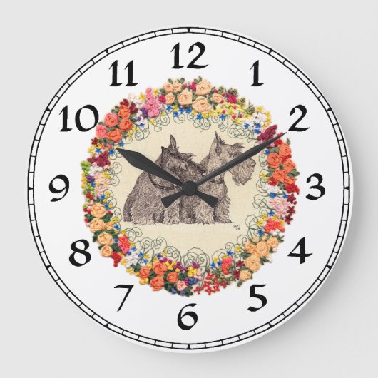 Scottish Terrier Clock Grote Klok (Voorkant)