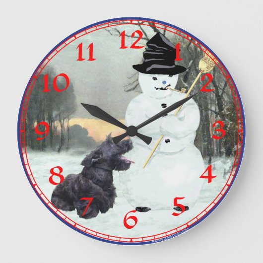 Scottish Terrier Clock Grote Klok (Voorkant)