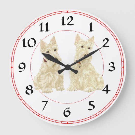 Scottish Terrier Clock Grote Klok (Voorkant)