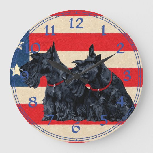 Scottish Terrier Clock Grote Klok (Voorkant)