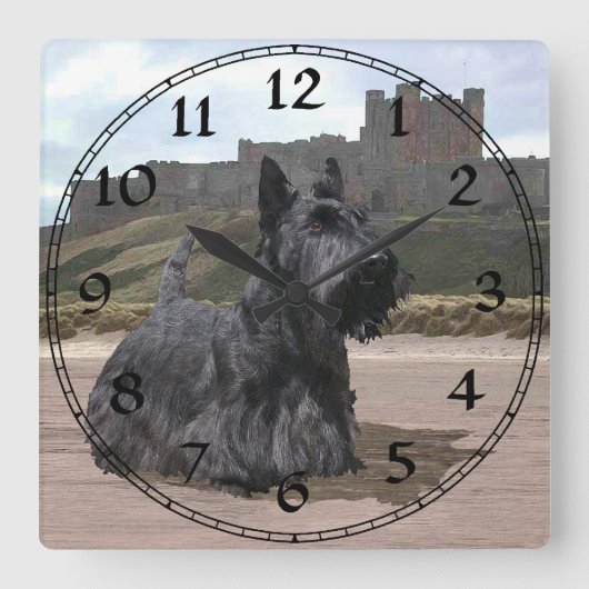 Scottish Terrier Clock Vierkante Klok (Voorkant)