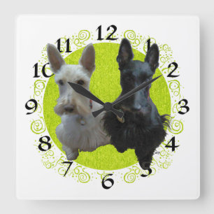 Scottish Terrier Clock Vierkante Klok
