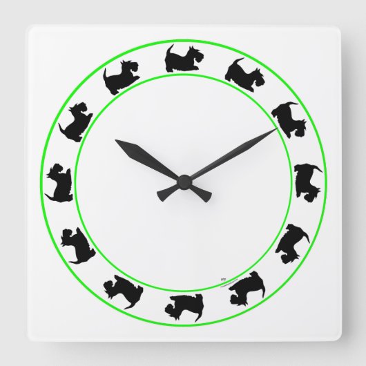 Scottish Terrier Clock Vierkante Klok (Voorkant)