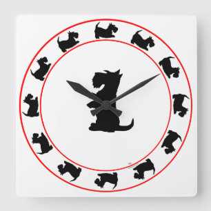 Scottish Terrier Clock Vierkante Klok