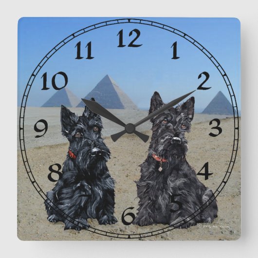 Scottish Terrier Clock Vierkante Klok (Voorkant)