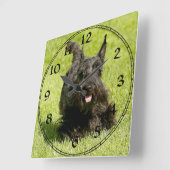 Scottish Terrier Clock Vierkante Klok (Hoek)