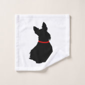 Scottish Terrier/collier rouge/blanc - choisir sa  (Gant de toilette)