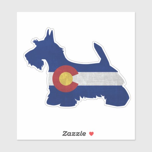 Scottish Terrier Colorado Flag Silhouette Sticker (Vel)