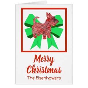 Scottish Terrier Cute Kerstmis Dog Bow Card
