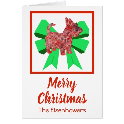 Scottish Terrier Cute Kerstmis Dog Bow Card (Voorkant)
